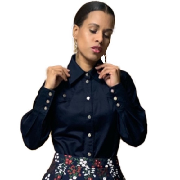 Escada Tops - ESCADA Button Down Shirt, Silver Buttons NWOT